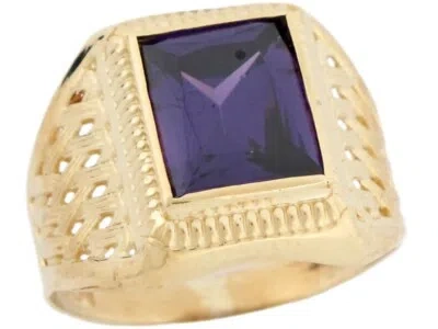 Pre-owned Jackani 10k Or 14k Real Gold Simulated Amethyst February Birthstone Mens Ring In Purple