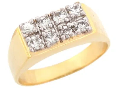 Pre-owned Jackani 10k Or 14k Real Two Tone Gold White Cz Elegant Sparkling Mens Ring