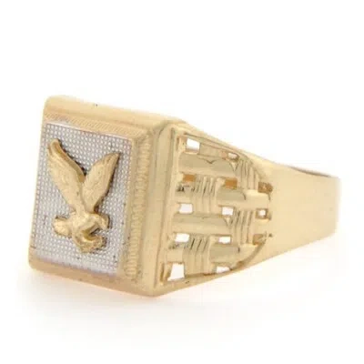 Pre-owned Jackani 10k Or 14k Solid Two Tone Gold Eagle High Polish Mens Ring
