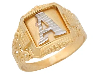 Pre-owned Jackani 10k Or 14k Two-tone Gold Antique And Filigree Design Mens Initial Letter A Ring