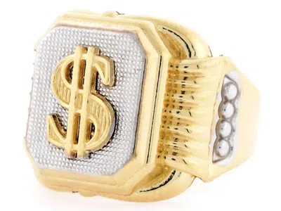 Pre-owned Jackani 10k Or 14k Two Tone Gold Dollar Sign Rectangular Mens Ring