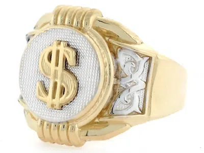 Pre-owned Jackani 10k Or 14k Two Tone Gold Dollar Sign Round Fancy Mens Ring
