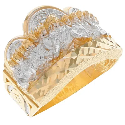 Pre-owned Jackani 10k Or 14k Two Tone Gold Last Supper Jesus Religious Mens Ring