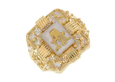 Pre-owned Jackani 10k Or 14k Two Tone Gold Mens Real Gold White Cz Accented Letter A Ring