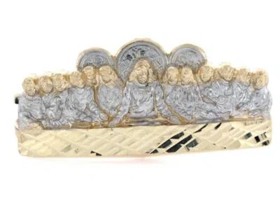 Pre-owned Jackani 10k Or 14k Two Tone Gold Religious Last Supper Two Finger Mens Ring