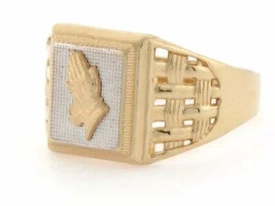 Pre-owned Jackani 10k Or 14k Two Tone Gold Religious Praying Hands Mens Ring