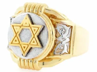 Pre-owned Jackani 10k Or 14k Two Tone Gold Religious Star Of David Mens Ring