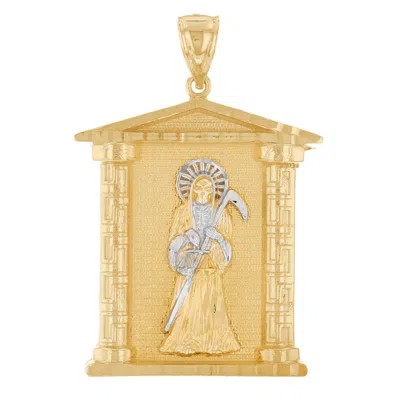 Pre-owned Jackani 10k Or 14k Two Tone Gold Santa Muerte Mens Religious House Style Saints Pendant