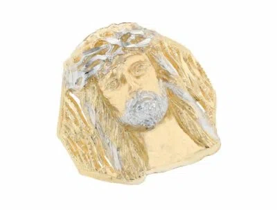 Pre-owned Jackani 10k Or 14k Two Tone Gold Stunning Filigree Design Jesus Head Mens Ring