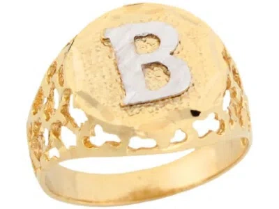 Pre-owned Jackani 10k Or 14k Two Tone Gold Unique Filigree Letter B Stylish Mens Initial Ring