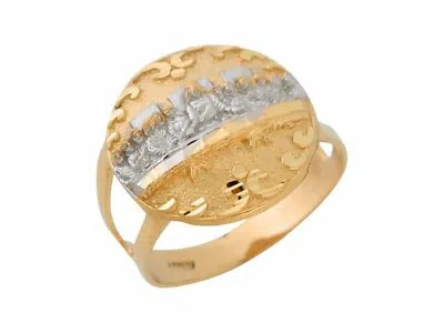 Pre-owned Jackani 10k Or 14k Two-tone Last Supper Gorgeous Round Split Shank Men's Ring