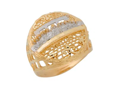 Pre-owned Jackani 10k Or 14k Two-tone Last Supper Stunning Men's Round Filigree Ring