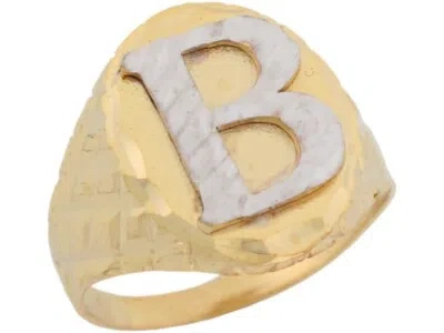 Pre-owned Jackani 10k Or 14k Two Tone Real Gold Diamond Cut Large Letter B Initial Mens Ring