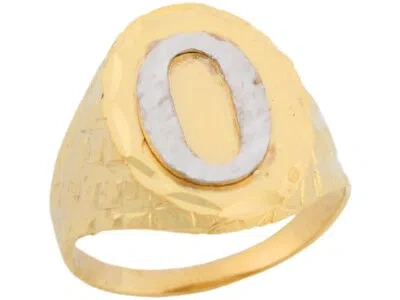 Pre-owned Jackani 10k Or 14k Two Tone Real Gold Diamond Cut Large Letter O Initial Mens Ring