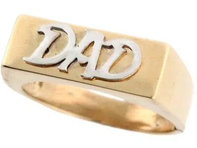 Pre-owned Jackani 10k Or 14k Two Tone Real Solid Gold Dad High Polished Mens Ring