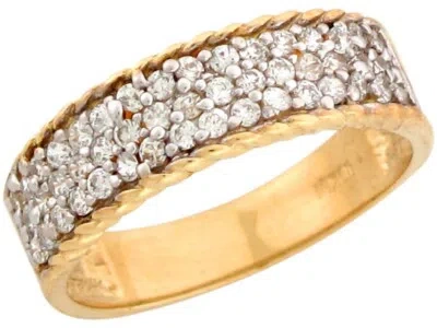 Pre-owned Jackani 10k Or 14k Two-tone Yellow And Two Tone Gold Round Cz Men's Wedding Band Ring