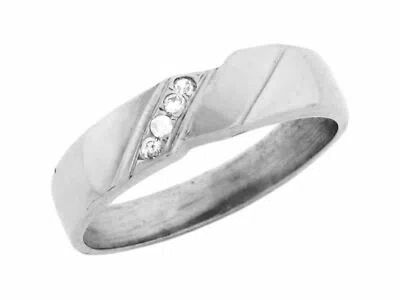 Pre-owned Jackani 10k Or 14k White Gold Mens Ring Wtih Four Round Cut Diagonal Set Cz Accents