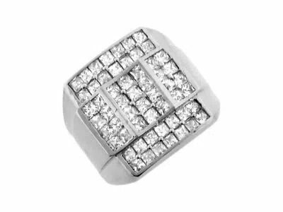 Pre-owned Jackani 10k Or 14k White Gold White Cz White Cz Cluster Unique Design Mens Ring