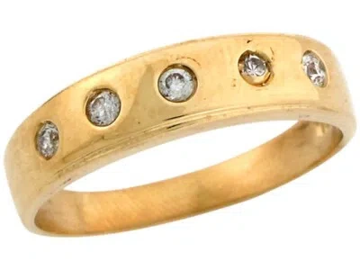 Pre-owned Jackani 10k Or 14k Yellow Gold Beautiful Round Cz Row Men's Wedding Band Ring In White