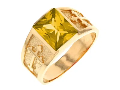 Pre-owned Jackani 10k Or 14k Yellow Gold Mens Religious Budded Cross November Birth Ring