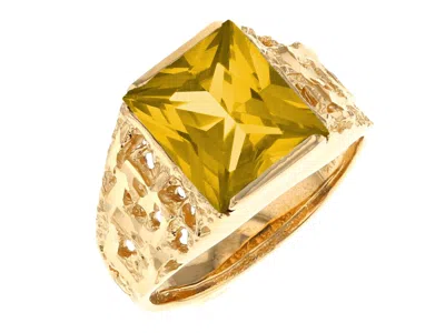 Pre-owned Jackani 10k Or 14k Yellow Gold Mens Rugged Design November Simulated Citrine Ring