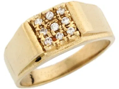 Pre-owned Jackani 10k Or 14k Yellow Gold Mens Square Cluster Cz Ring In White
