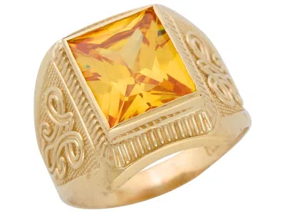 Pre-owned Jackani 10k Or 14k Yellow Gold Simulated Yellow Topaz November Birthstone Mens Wide Ring
