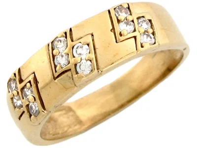 Pre-owned Jackani 10k Or 14k Yellow Gold Unique Mens Round Cut Cz Ring In White