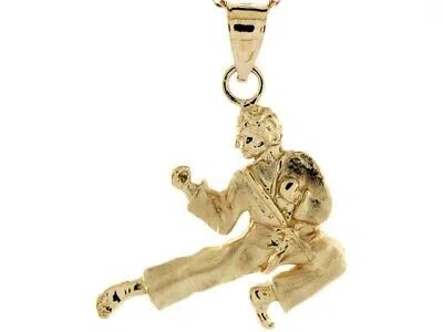 Pre-owned Jackani 10k Or 14k Yellow Real Gold Karate Judo Male Sports Charm Pendant