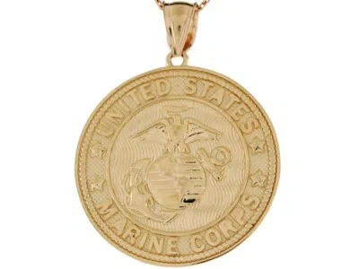 Pre-owned Jackani 14k Yellow Real Gold Marine Corps Design Unisex Charm Pendant