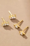 Jackie Mack Crystal Triangle Earrings, Set Of 2 In Gold