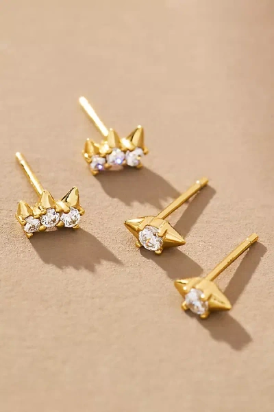 Jackie Mack Crystal Triangle Earrings, Set Of 2 In Gold