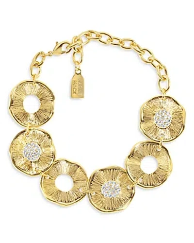 Jackie Mack Designs Allure Cubic Zirconia Textured Disc Chain Bracelet In Gold