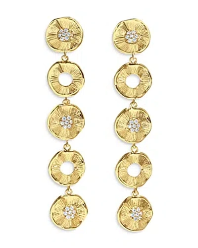 Jackie Mack Designs Allure Cubic Zirconia Textured Disc Drop Earrings In Gold