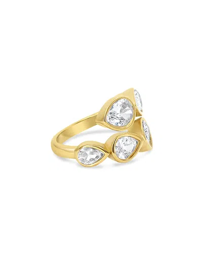 Jackie Mack Designs Cubic Zirconia Bezel Wrap Ring In 18k Gold Plated Stainless Steel