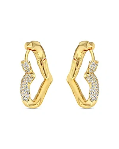 Jackie Mack Designs Cubic Zirconia Kissable Heart Medium Hoop Earrings In Gold