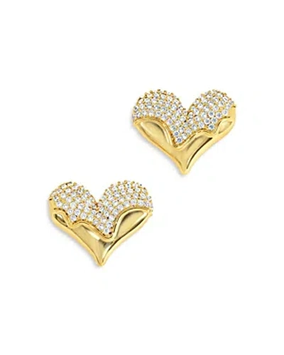 Jackie Mack Designs Cubic Zirconia Pave Heart Statement Earrings In Gold