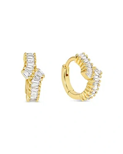 Jackie Mack Designs Delta Cubic Zirconia Baguette Huggie Hoop Earrings In Gold