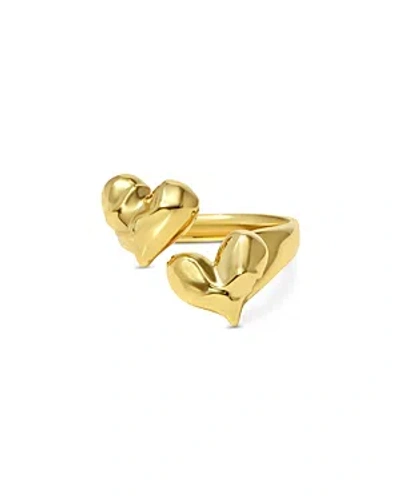 Jackie Mack Designs Double Heart Bliss Bypass Ring In Gold