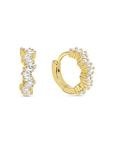 Jackie Mack Designs Gamma Cubic Zirconia Zigzag Huggie Hoop Earrings In Gold