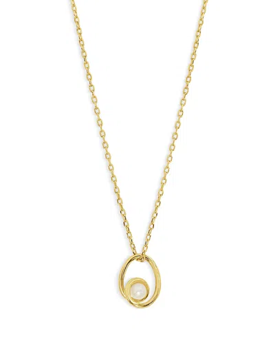 Jackie Mack Designs Grace Cultured Freshwater Pearl Swirl Pendant Necklace In 18k Gold Plated, 16-18