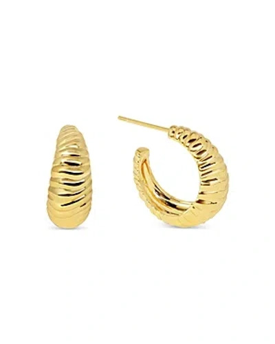 Jackie Mack Designs Harp Ridged Small Hoop Earrings In Gold