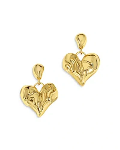 Jackie Mack Designs Lovebeat Heart Drop Earrings In Gold