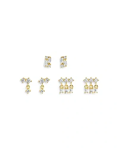 Jackie Mack Designs Lyra Cubic Zirconia Stud Earrings, Set Of 3 In Gold