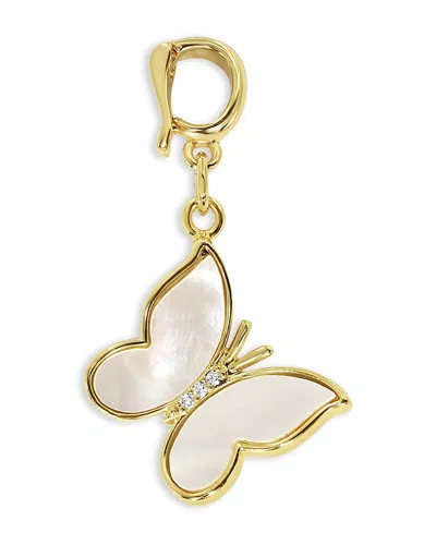 Jackie Mack Designs Pave & Imitation Mother Of Pearl Butterfly Charm In Gold