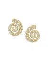 Jackie Mack Designs Pave & Imitation Pearl Swirl Drop Earrings In 18k Gold Plated Stainless Steel In Gold