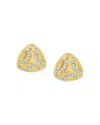 Jackie Mack Designs Trois Pave Triangular Stud Earrings In 18k Gold Plated Stainless Steel In Gold
