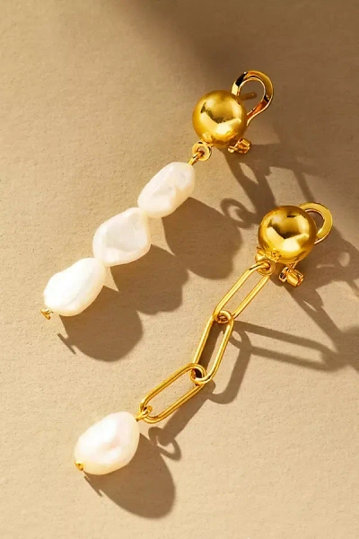 Jackie Mack Mismatched Pearl Chain Drop Earrings