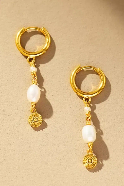 Jackie Mack Pearl Huggie Hoop Earrings