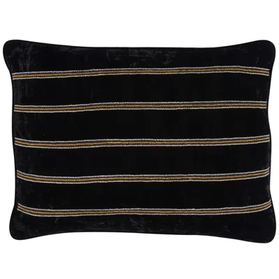 Pre-owned Jackie Villevoye Farnsworth Hand Embroidered Black Velvet Pillow Cover